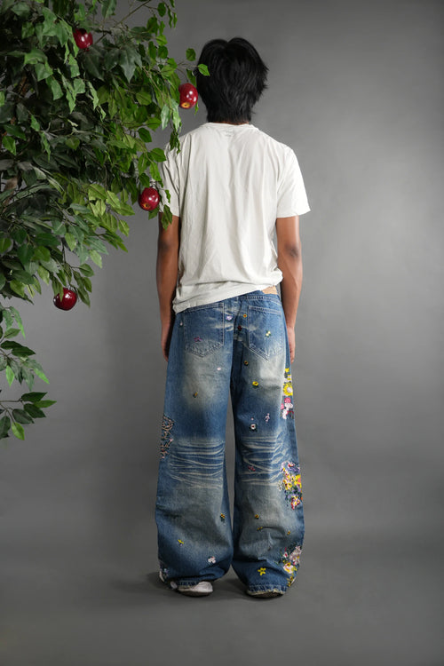 Embroidered Flower Jeans